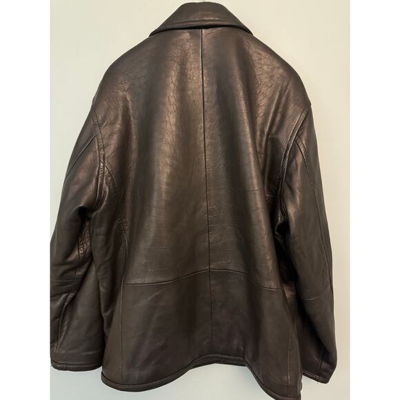 Vintage Black Genuine Leather Jacket – Unisex Oversized Fit men’s medium - Picture 7 of 9